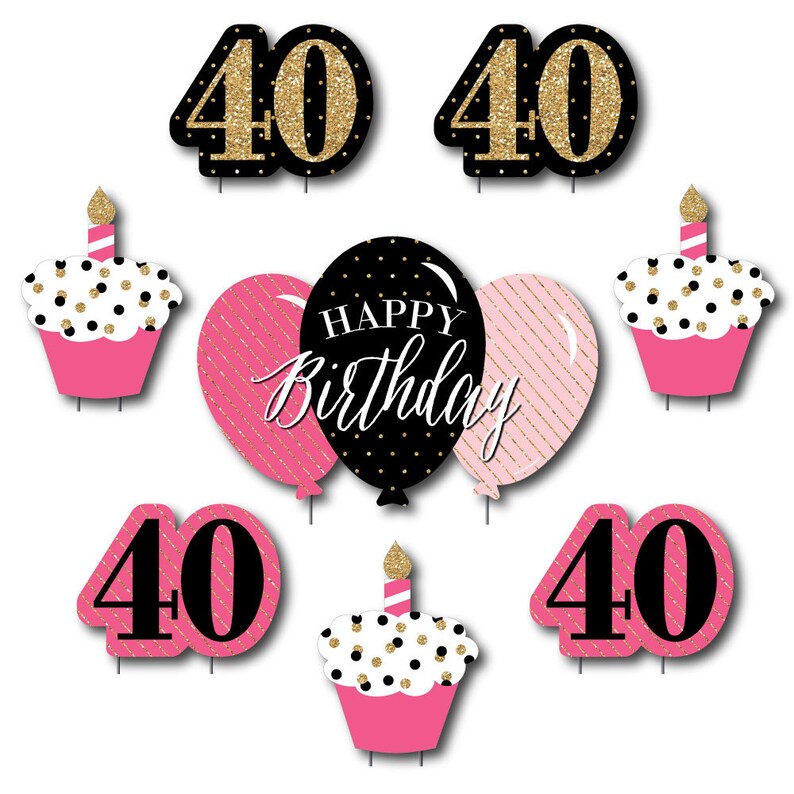 Chic 40th Birthday Yard Decorations Birthday Party Cupcake Etsy