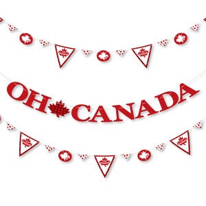 Canada Day - Letter Banner Decoration - 36 Banner Cutouts and No-Mess Real Canadian Party Banner Letters - Oh Canada w/ Maple Leaf