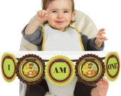 Safari Jungle - 1st Birthday - I Am One - First Birthday High Chair Banner - Funfari - Fun Safari Jungle First Birthday Party Decorations
