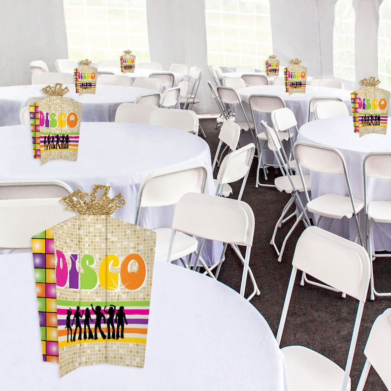 70\u2019s Disco 1970s Disco Fever Party Fold and Flare Centerpieces 10 Count Table Decorations