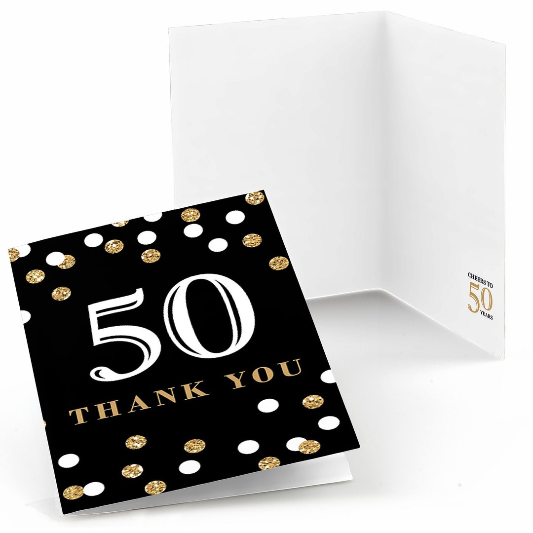 50th Birthday Thank You Cards Adult 50th Birthday Gold Thank You Cards