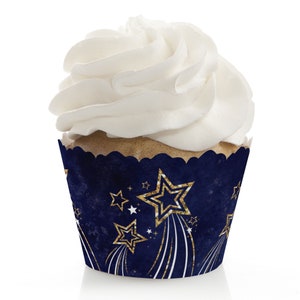 Starry Skies - Gold Celestial Party Decorations - Party Cupcake Wrappers - Set of 12