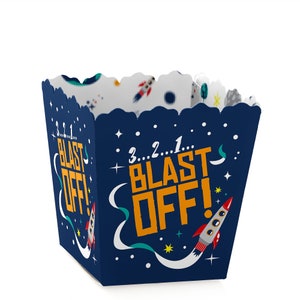 Blast Off to Outer Space Party Mini Favor Boxes Rocket Ship Baby Shower or Birthday Party Treat Candy Boxes Set of 12 image 1