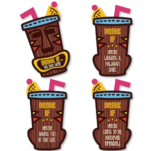Tiki Luau Party Game - Adult Tropical Hawaiian Summer Party Drinking Game - Luau Party Drinking Game - Holiday Party Game - 24 Game Cards