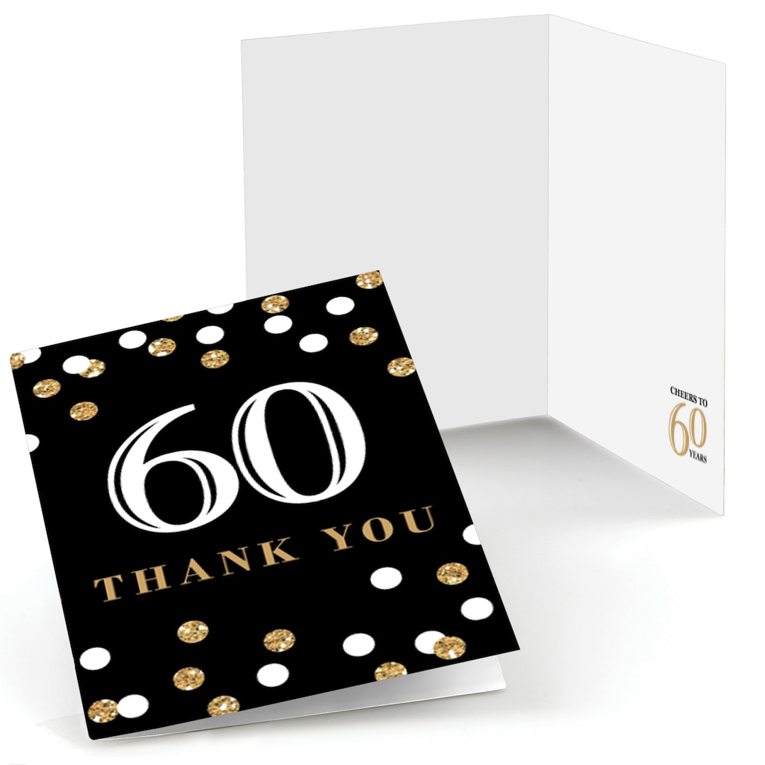 60th Birthday Thank You Cards Adult 60th Birthday Gold Thank You Cards