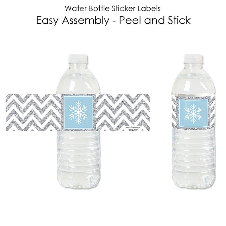 Big Dot of Happiness Be Merry Snowflake Holiday and Merry Christmas Party Decorations for Women and Men Set of 4 Wine Bottle Label Stickers