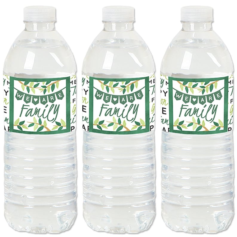 Family Tree Reunion Water Bottle Labels Reunion Waterproof Self Stick Labels Family Gathering Party Favors 20 Ct image 1