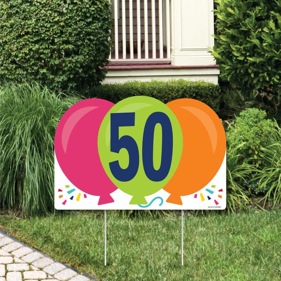 Cheerful Happy Birthday - Lawn Party Decorations - Personalized Colorful Birthday Party Number Yard Sign Il_570xn