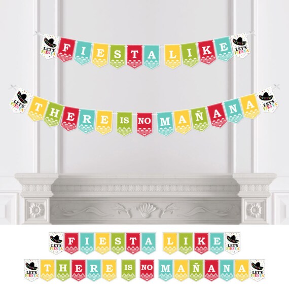Let's Fiesta - Mexican Fiesta Party Bunting Banner - Sombrero Serape Party Decorations - Fiesta Like There is No Manana Il_570xn