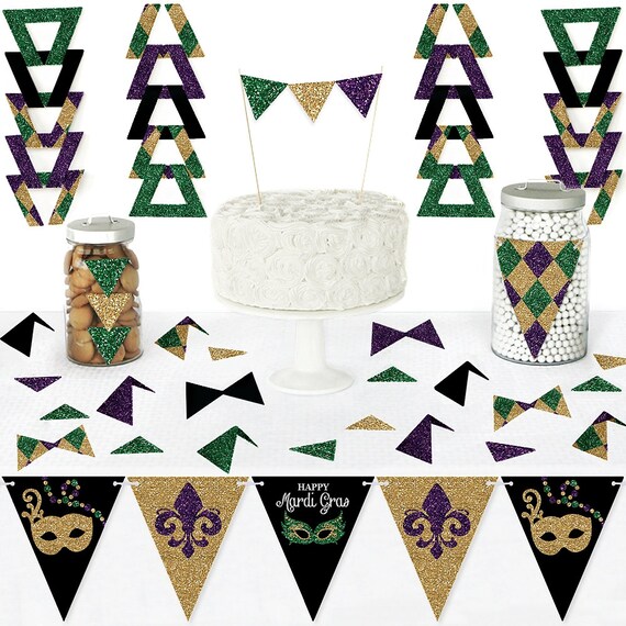 Mardi Gras Diy Pennant Banner Decorations Masquerade Party