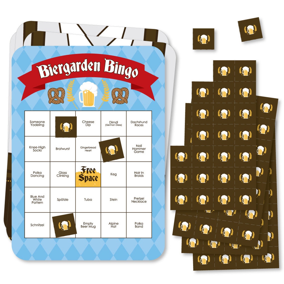 Oktoberfest Bar Bingo Cards and Markers German Beer Etsy