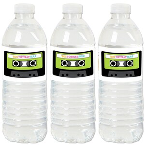 80&#39;s Retro - Water Bottle Sticker Labels - Waterproof Self Stick Labels - Totally 1980s Water Bottle - I Luv the 80s -20 Ct