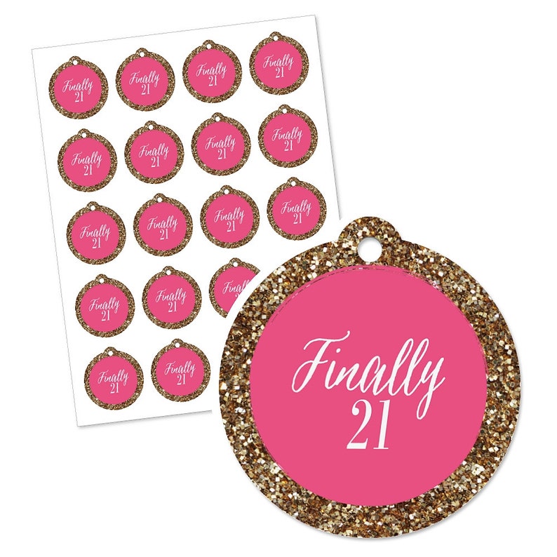 21st Birthday Party Tags Finally 21 GirlSet of 20 image 2