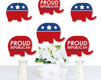 Élection républicaine - Décorations d’éléphants DIY Political Party Essentials - Set de 20