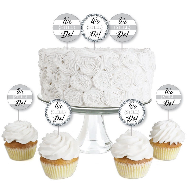 Anniversary Party Clear Treat Picks Wedding Anniversary Treat Picks Dessert Cupcake Toppers Set of 24 Anniversary We Still Do