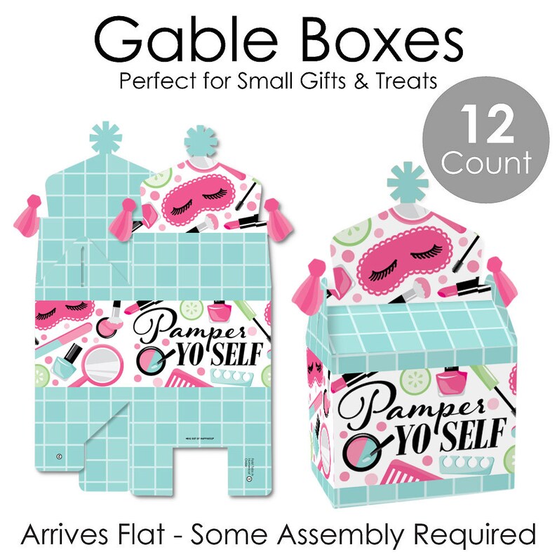 Spa Day Treat Box Party Favors Girls Makeup Party Goodie Gable Boxes Set of 12 image 5