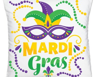 BootsTees Mardi Gras Helvetica NOLA Throw Pillow 16x16 Multicolor BootsTees Mardi Gras Helvetica NOLA Throw Pillow 16x16 Multicolor
