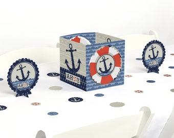 Ahoy Nautical Centerpiece & Table Decoration Kit - Nautical Party Supplies - Baby Shower and Birthday Party Decorations - 39 Piece Set