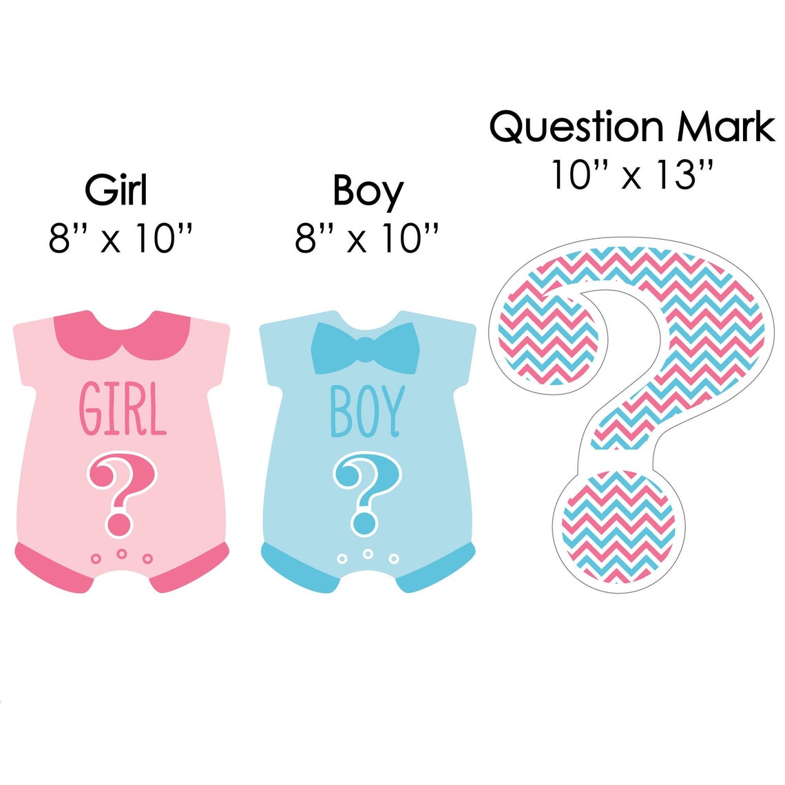Gender Reveal Baby Bodysuits and Question Mark Lawn Etsy