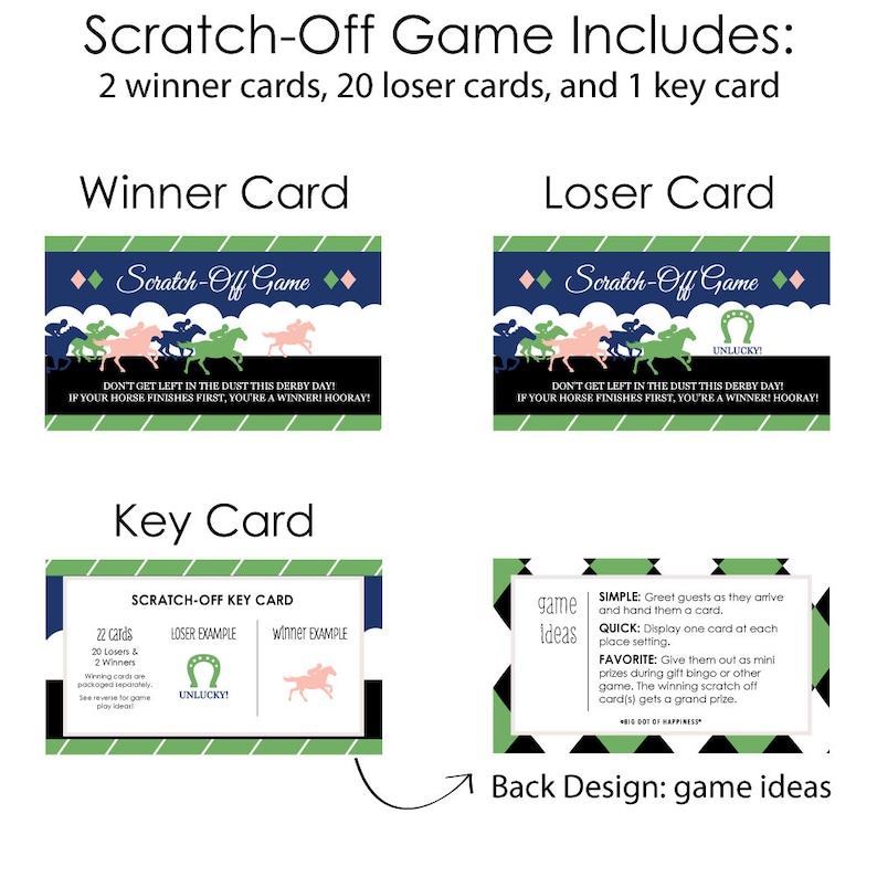 Kentucky Horse Derby Scratch Off Game Cards Horse Race Party Scratch Off Games Horse Racing Event Game Ideas 22 Count image 5