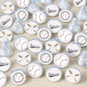 Batter Up - Baseball - Baby Shower or Birthday Party Small Round Candy Stickers - Party Favor Labels - 324 Count