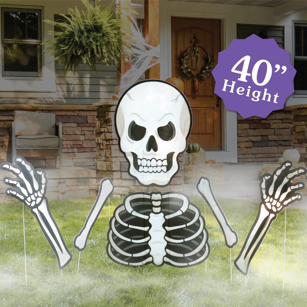 Scary Skeleton - Big Skeleton Yard Sign Outdoor Lawn Decorations ...