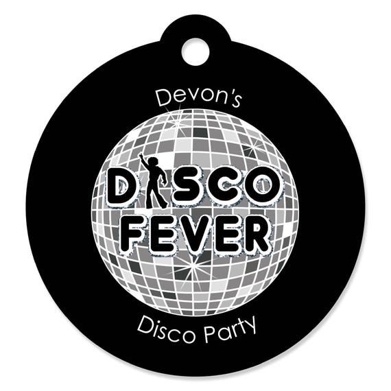 70's Disco - Round Party Tags - Personalized 1970s Disco Fever Party Tags - Seventies Party DIY Supplies - Dance Party - 70s Party - 20 Ct. Il_570xn