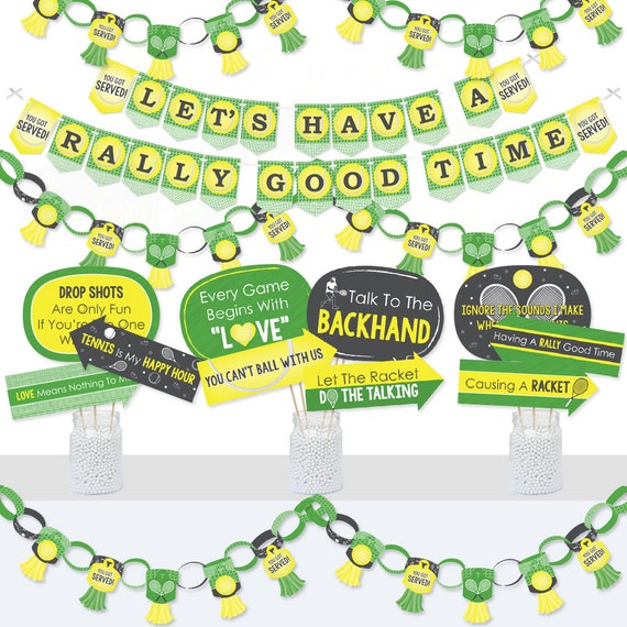 You Got Served - Tennis - Banner and Photo Booth Decorations - Baby Shower or Tennis Ball Birthday Party Supplies Kit - Doterrific Bundle Il_570xn