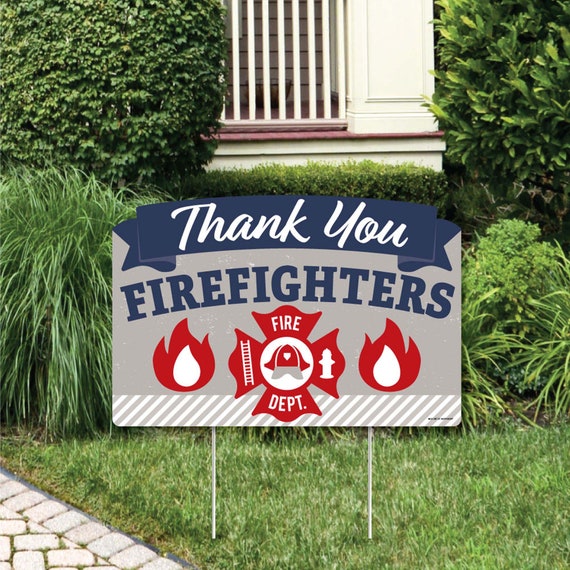 Thank You Firefighters - First Responders Appreciation Yard Sign Lawn Decorations - Thank You for Your Service Party Yardy Sign Il_570xn