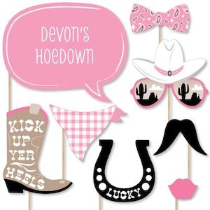 Pink Western Hoedown - 20 Piece Cowgirl Horse Party Photo Booth Props Kit