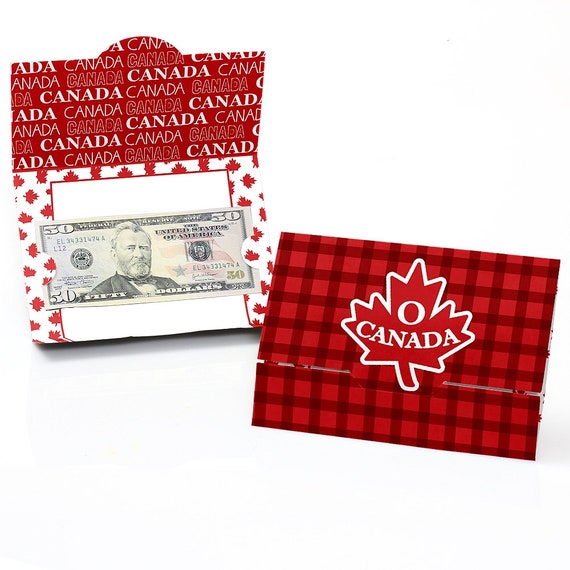 Canada Day - Canadian Party Money and Gift Card Holder - Happy Canada Day Gift Card or Money Holder - Plaid Maple Leaf Card - Oh Canada 8 Ct Il_570xn