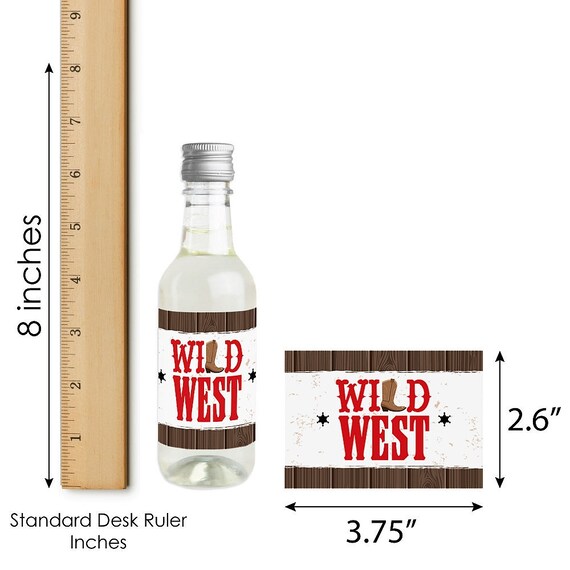 Western Hoedown Wine Bottle Labels and Water Bottle Labels Wild West Cowboy Party Decor Mini Wine Bottle Beverage Bar Kit 34 Pc