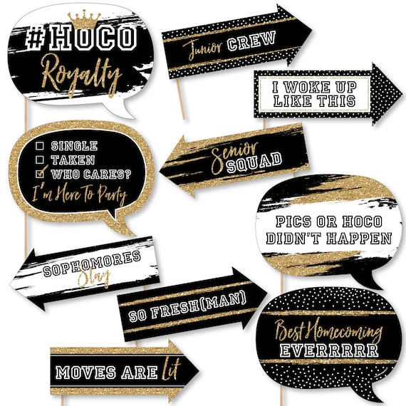 Funny HOCO Dance - Homecoming Photo Booth Props - High School or College Homecoming Photo Booth Props Kit - 10 Photo Props & Dowels Il_570xn