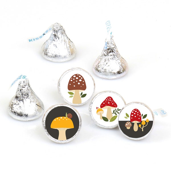 Wild Mushrooms - Red Toadstool Party Round Candy Sticker Favors - Labels Fit Chocolate Candy (1 sheet of 108)