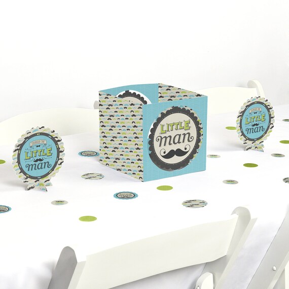 Dashing Little Man - Mustache Party - Centerpiece & Table Decoration Kit - Baby Shower and Birthday Party Decorations - 39 Piece Set Il_570xn