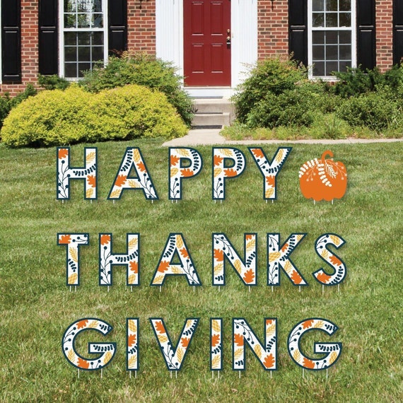 Happy Thanksgiving - Yard Sign Outdoor Lawn Decorations - Fall Harvest Party Yard Signs - Happy Thanksgiving Il_570xn