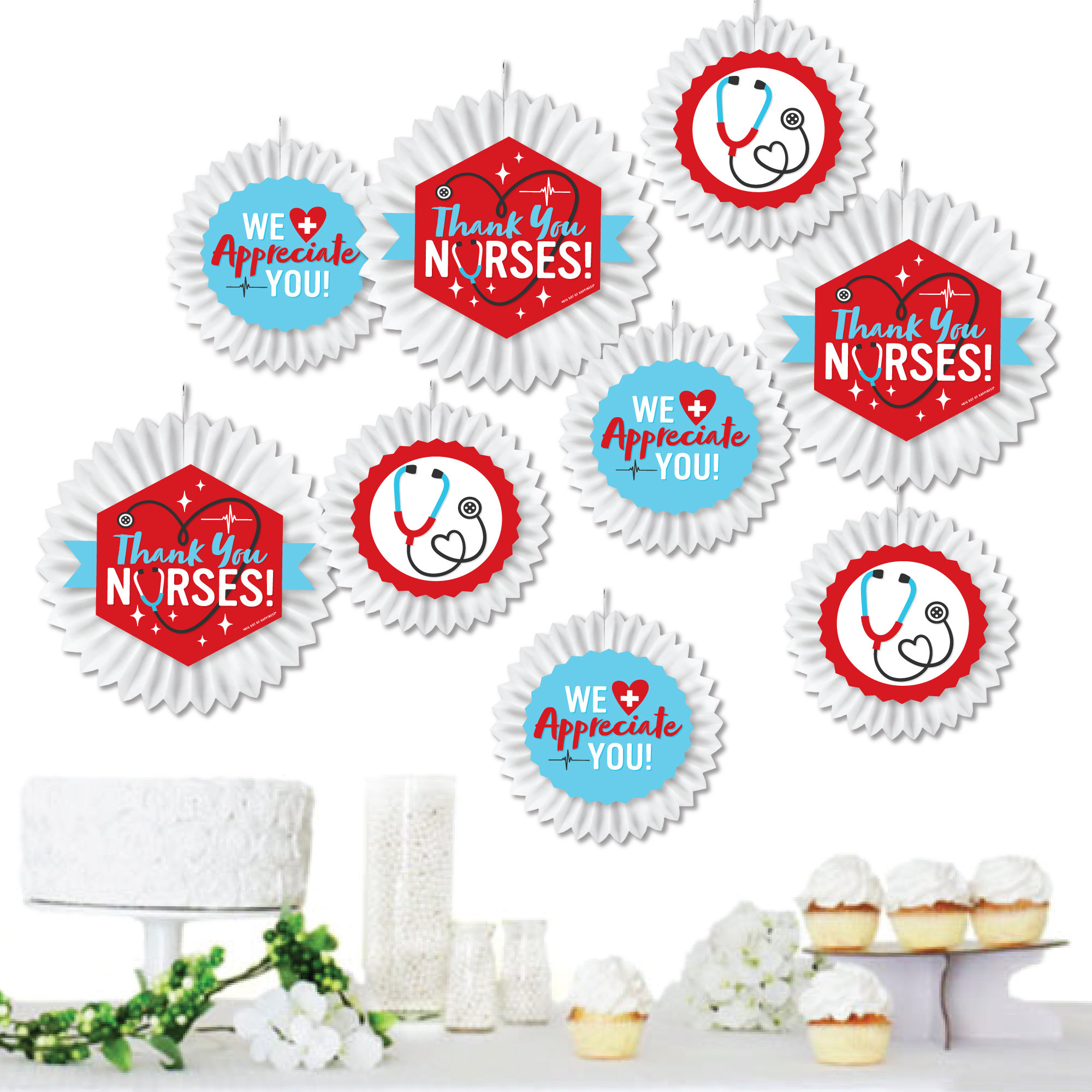 Happy Nurse Week Banner, Gold And Red Glitter Thank You Nurse We Appreciate You Banner, Happy Nurses Day Decorations