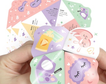 Pajama Slumber Party - Girls Sleepover Birthday Party Cootie Catcher Game - Truth or Dare Fortune Tellers - Set of 12