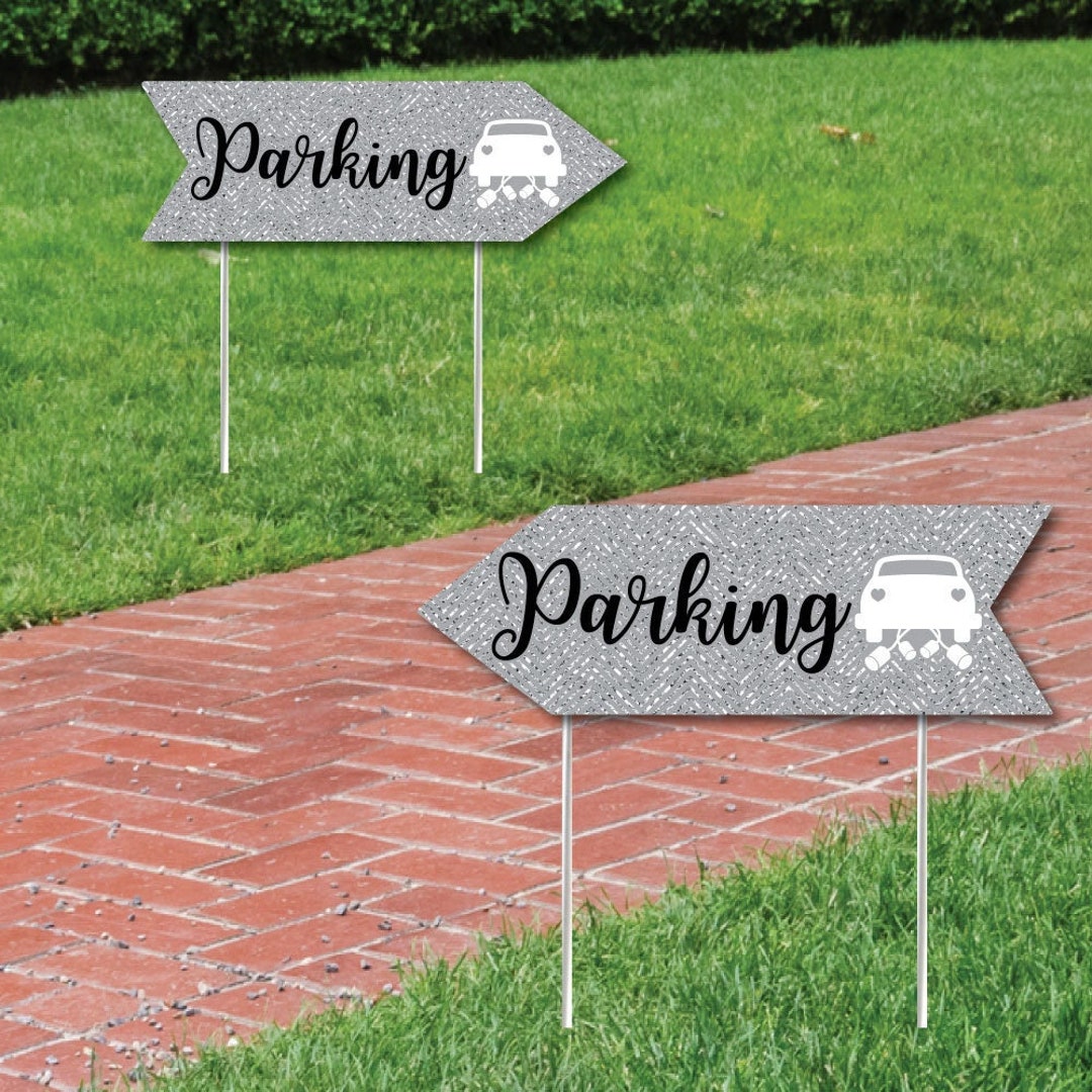 Silver Wedding Parking Signs Wedding Sign Arrow Double Sided