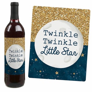 Twinkle Twinkle Little Star Wine Bottle Labels Baby Shower or Birthday Party Wine Gifts for Men and Women Set of 4 Sticker Labels image 4