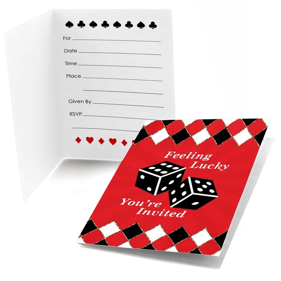 Las Vegas - Casino Party Fill In Invitations - Poker Night Party Invite - Holiday Party Fill In Invites - Prom Theme - 8 Cards w/Envelope Il_570xn