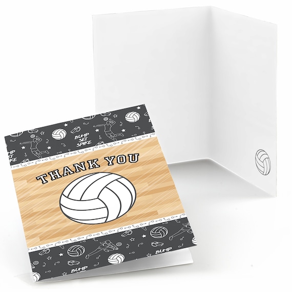 Volleyball Thank You Cards - Baby Shower Thank You Cards - Birthday Party Thank You's - Bump, Set, Spike - Set of 8 Folding Note Cards Il_570xn