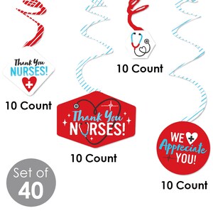 Thank You Nurses Nurse Appreciation Week Hanging Decor Party Decoration Swirls Set of 40 image 4