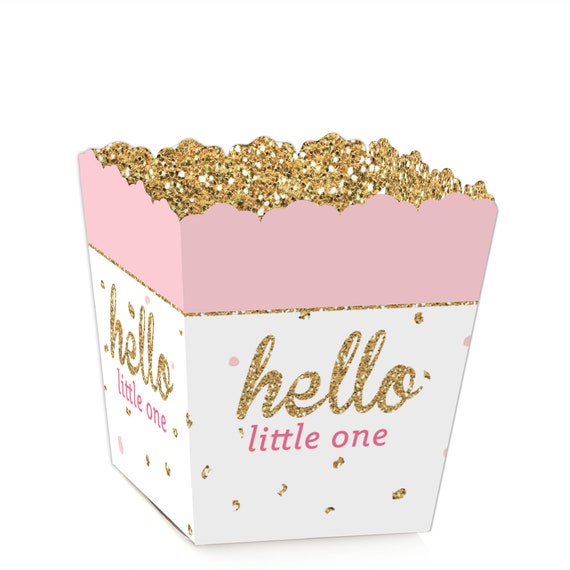 Hello Little One - Pink and Gold - Party Mini Favor Boxes - Girl Baby Shower Treat Candy Boxes - Set of 12 Il_570xn