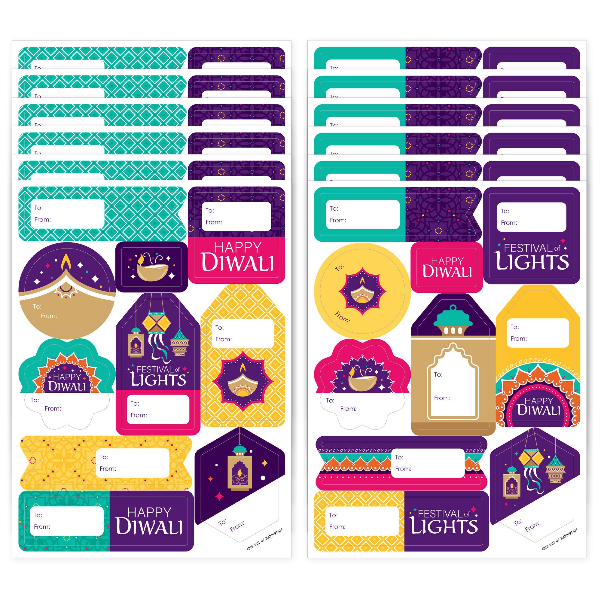 Cholemy 1000 Stück Happy Diwali Aufkleber – 3,8 Cm Rund, 16 Designs, Für Partydekoration, Geschenke & DIY