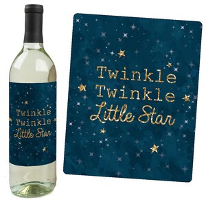 Twinkle Twinkle Little Star Wine Bottle Labels Baby Shower or Birthday Party Wine Gifts for Men and Women Set of 4 Sticker Labels image 3