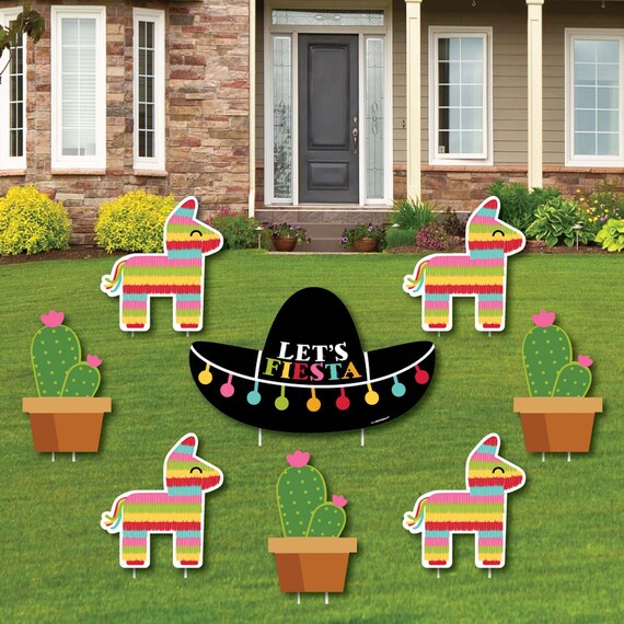 Let's Fiesta Shaped Lawn Decorations Outdoor Cinco de Mayo