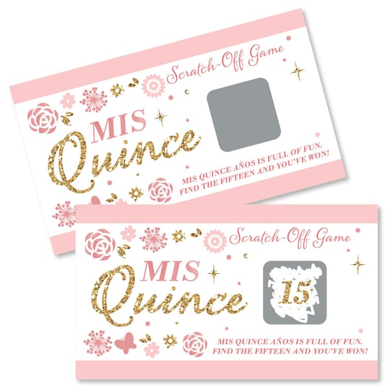 Mis Quince Anos Birthday Party Scratch Off Game Quinceanera