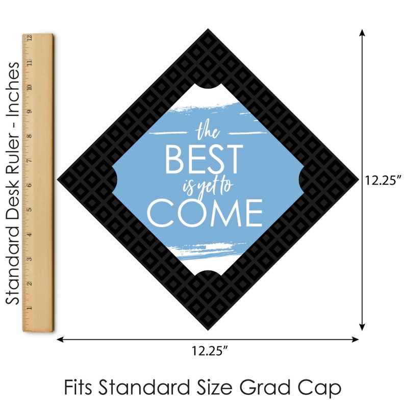 Light Blue Grad Best is Yet to Come Light Blue Graduation Cap Decorations Kit Grad Cap Cover image 7