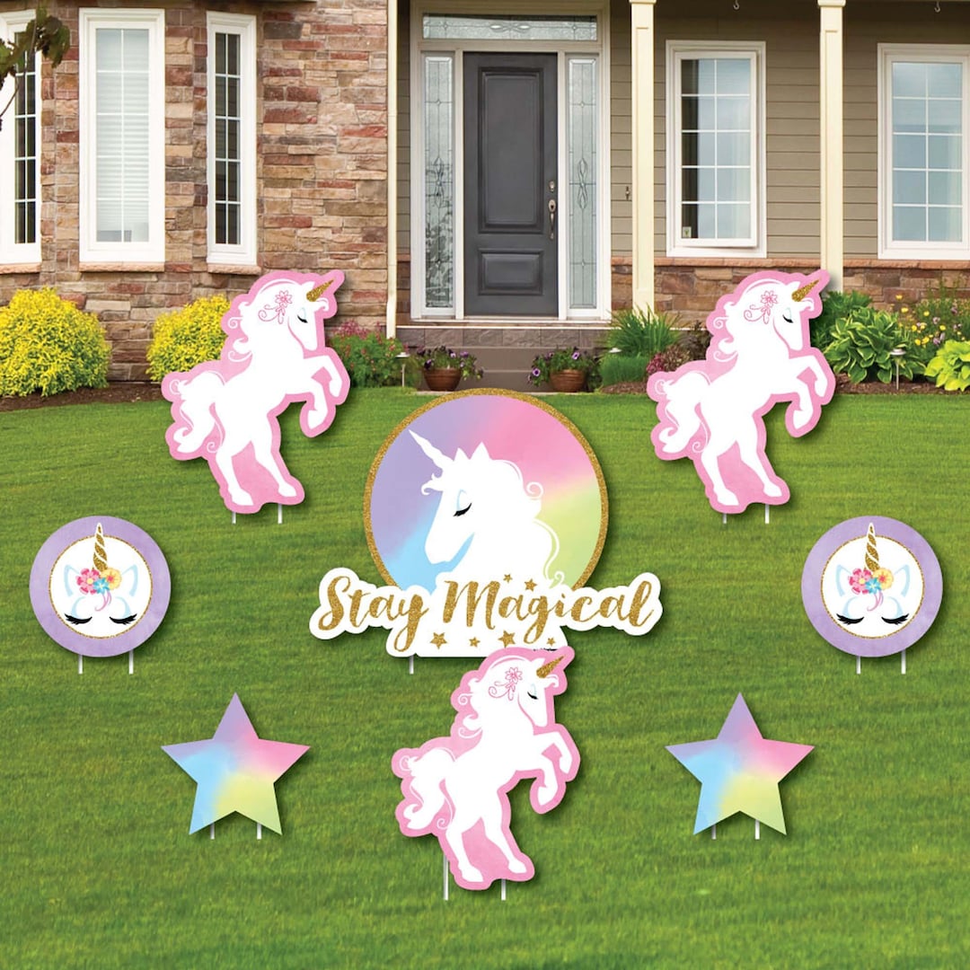 Rainbow Unicorn Magical Unicorn Shaped Lawn Decorations Outdoor Yard
